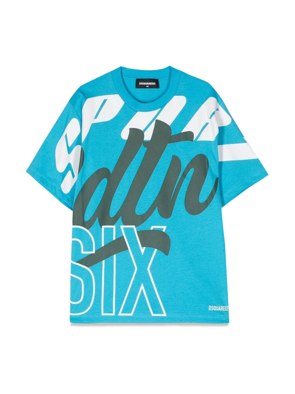 T-Shirt All-Over Logo Azure Cotton T-shirts