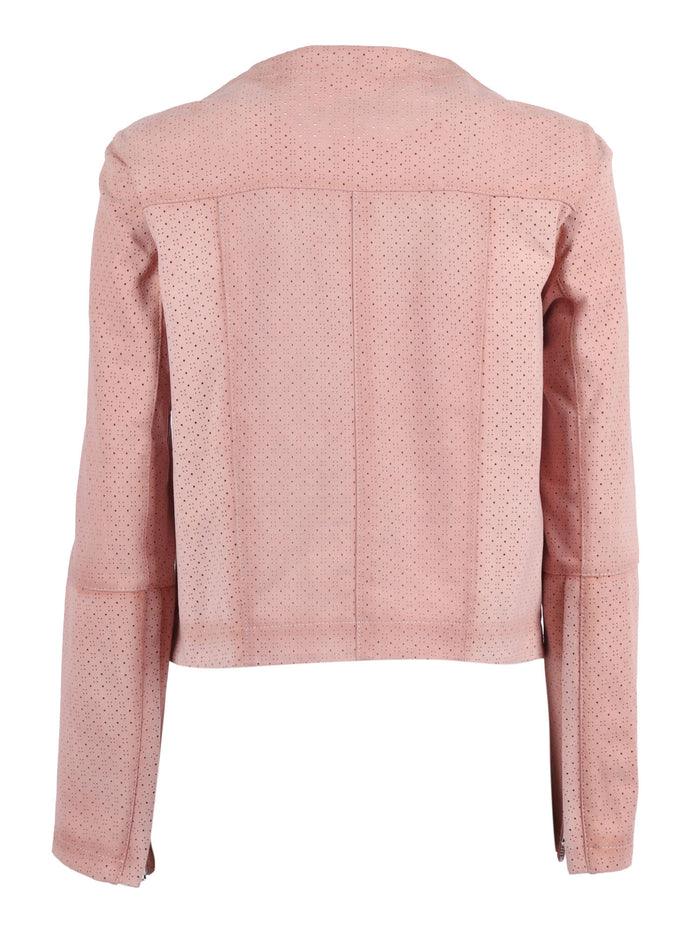 Woman Goat Suede Leather Jacket Pink Goatskin