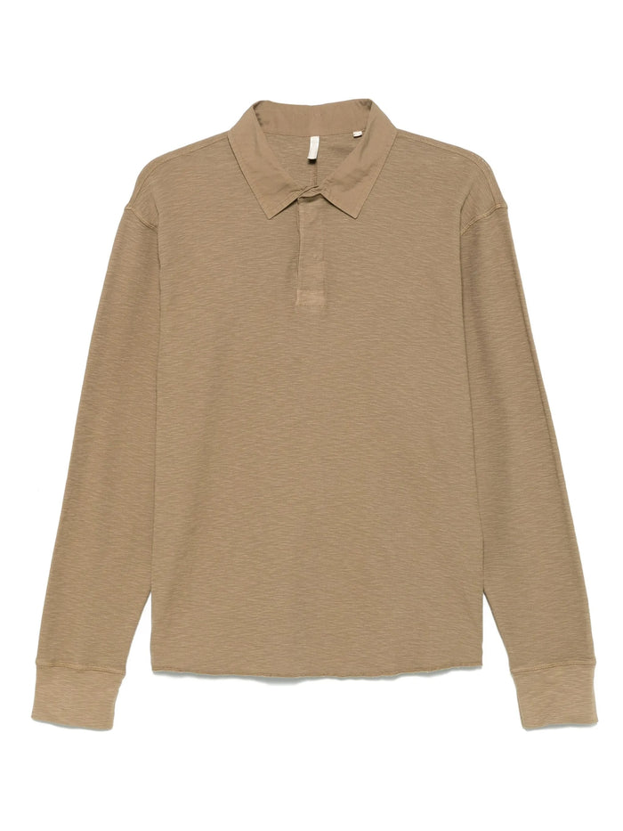 Rugby Waffle Tee Ls Khaki Cotton Tshirt
