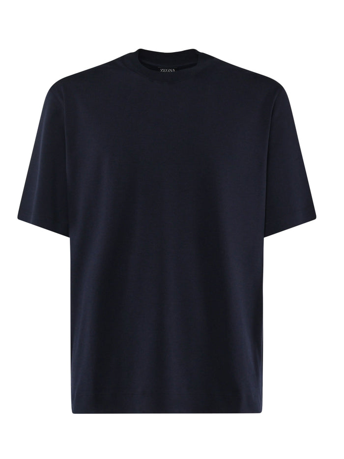 Zegna T-Shirts And Polos Blue Cotton Silk