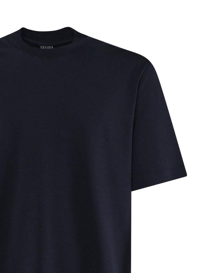 Zegna T-Shirts And Polos Blue Cotton Silk