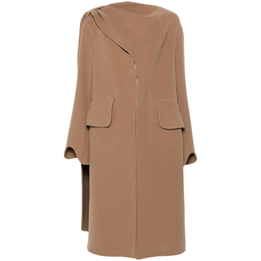 Niccolò Pasqualetti Camel Brown Coat Virgin Wool Single Breasted