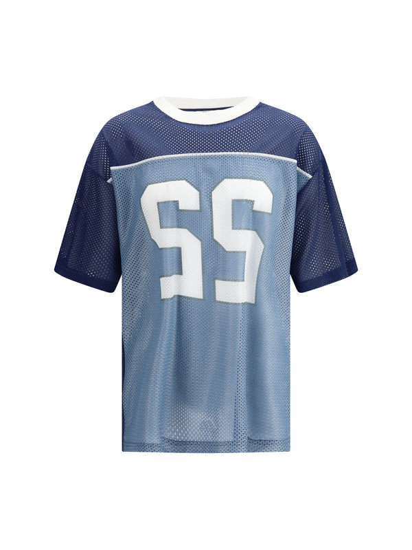 Technical Mesh T-Shirt With Number Print Fantasia Blu Polyester T-shirts