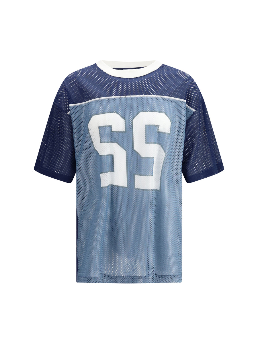 Technical Mesh T-Shirt With Number Print Fantasia Blu Polyester T-shirts