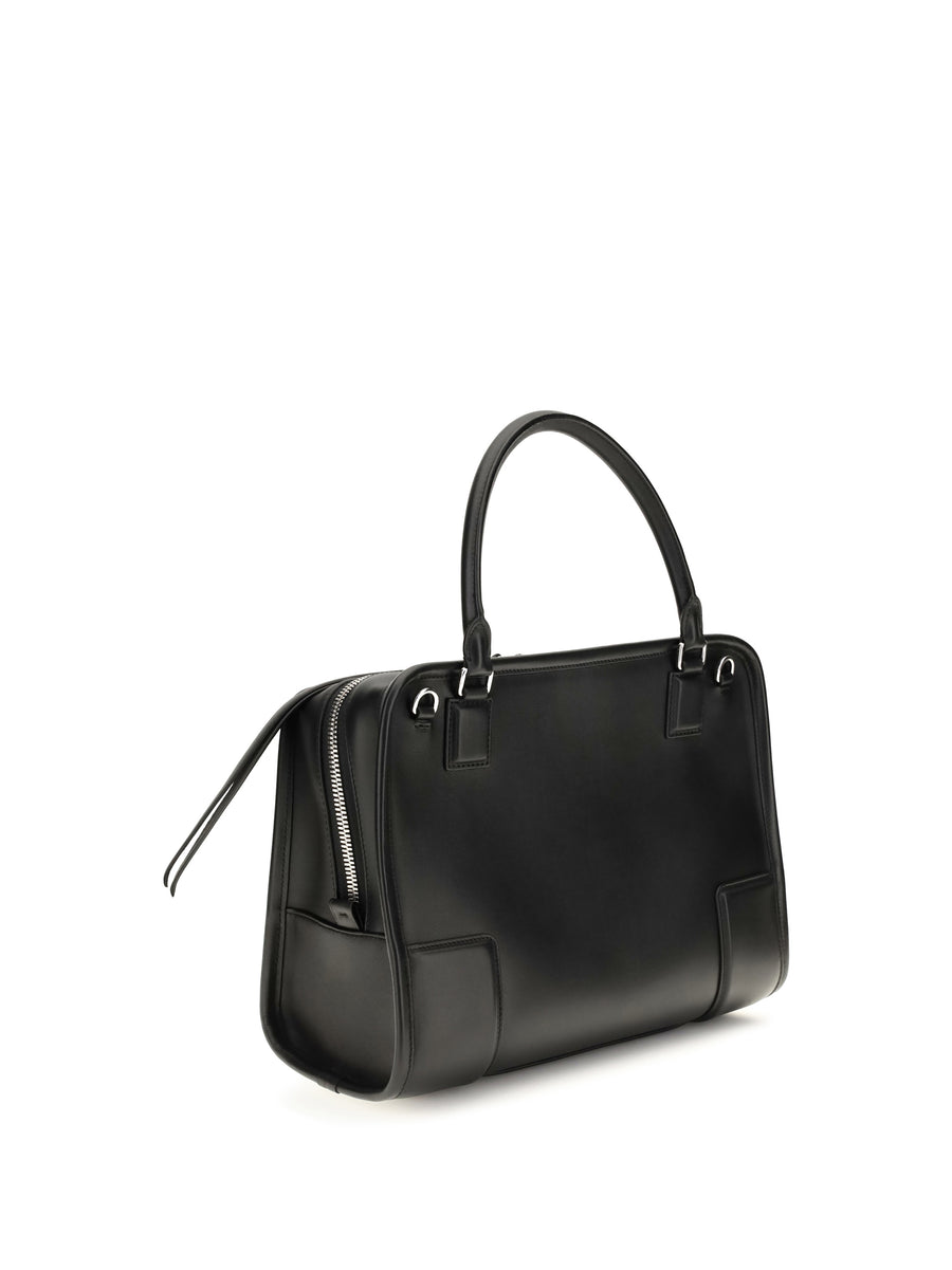 Top Handle Bag Amazona 180 Calfskin Black Leather Shoulder