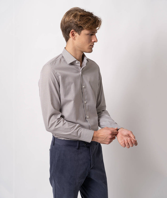 Tailored Cotton Shirt Hyde Park Brown Hand Made