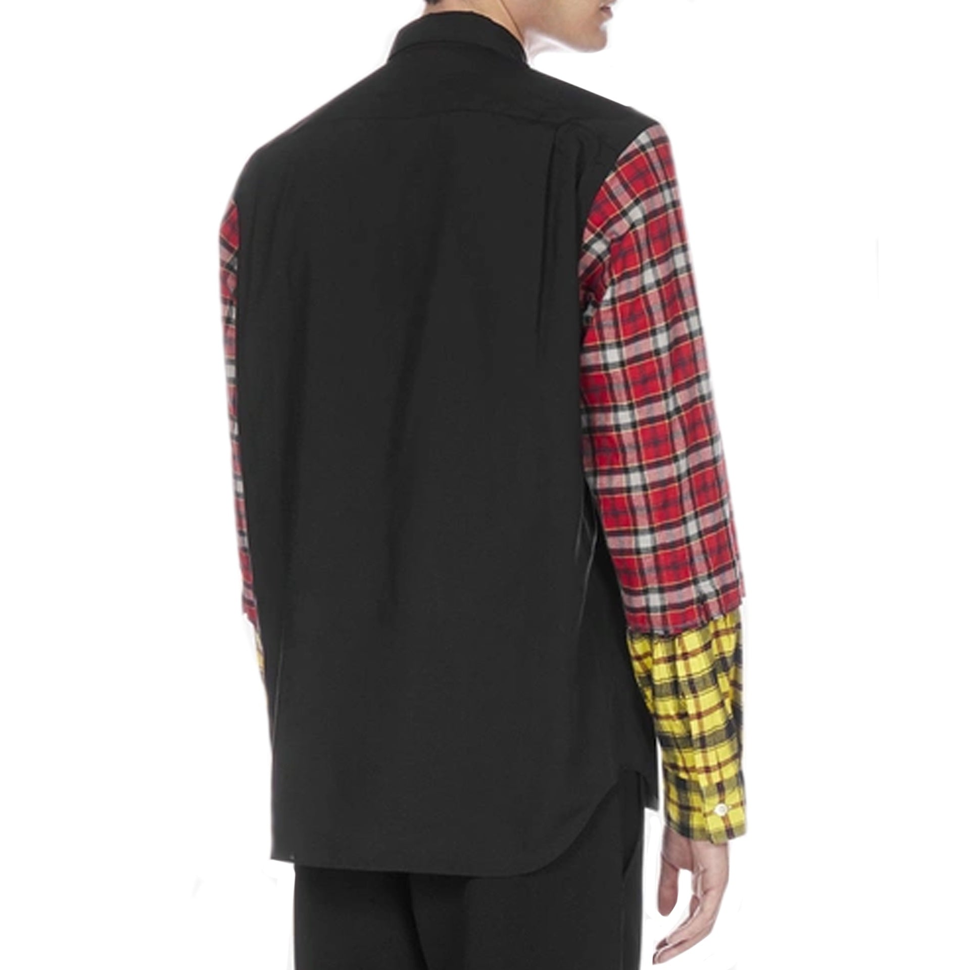 Comme Des Garçons Checked Sleeve Shirt Black Cotton