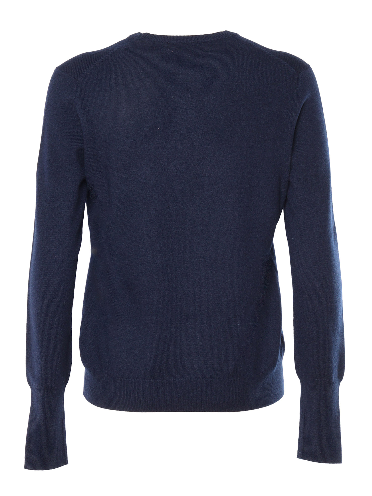 R Neck Pullover Blue Cashmere Crewneck