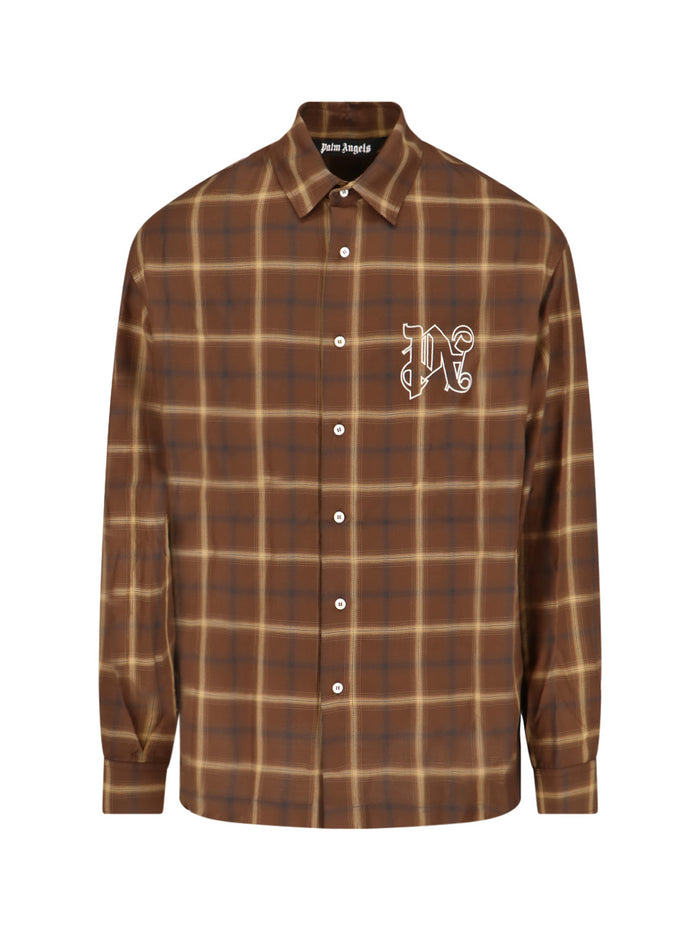 Palm Angels Shirts Brown Rayon