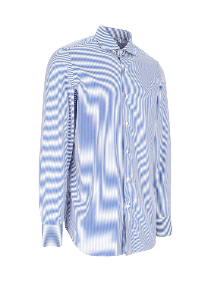 Finamore Shirts Blue Cotone