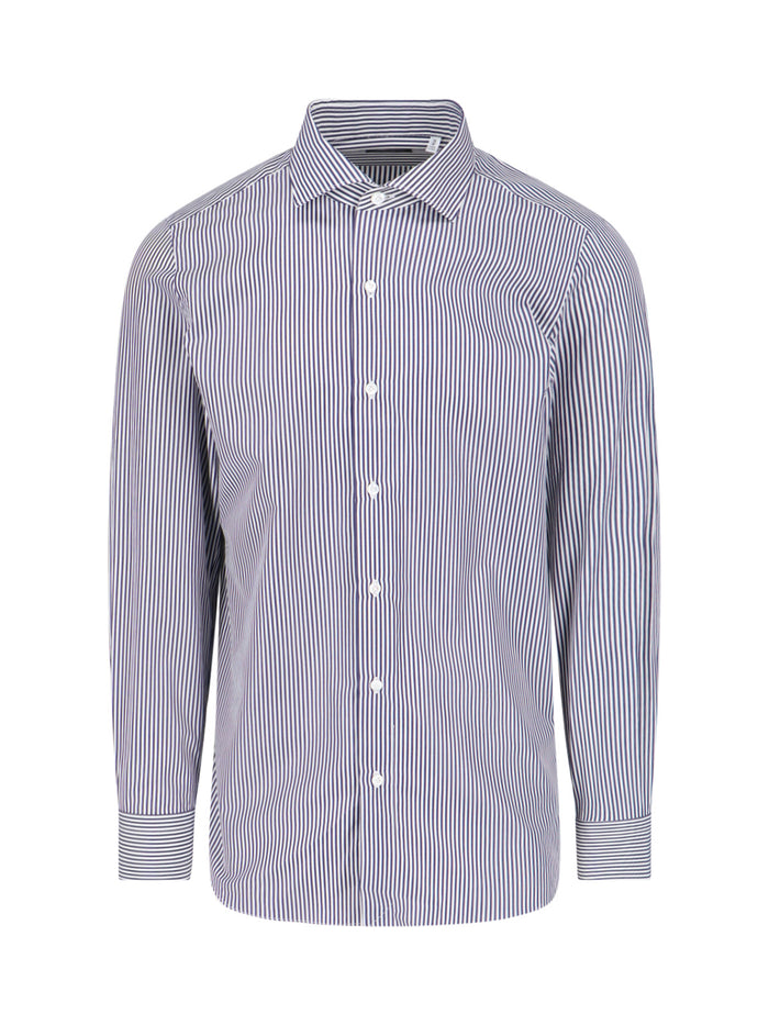 Finamore Shirts Blue Cotone