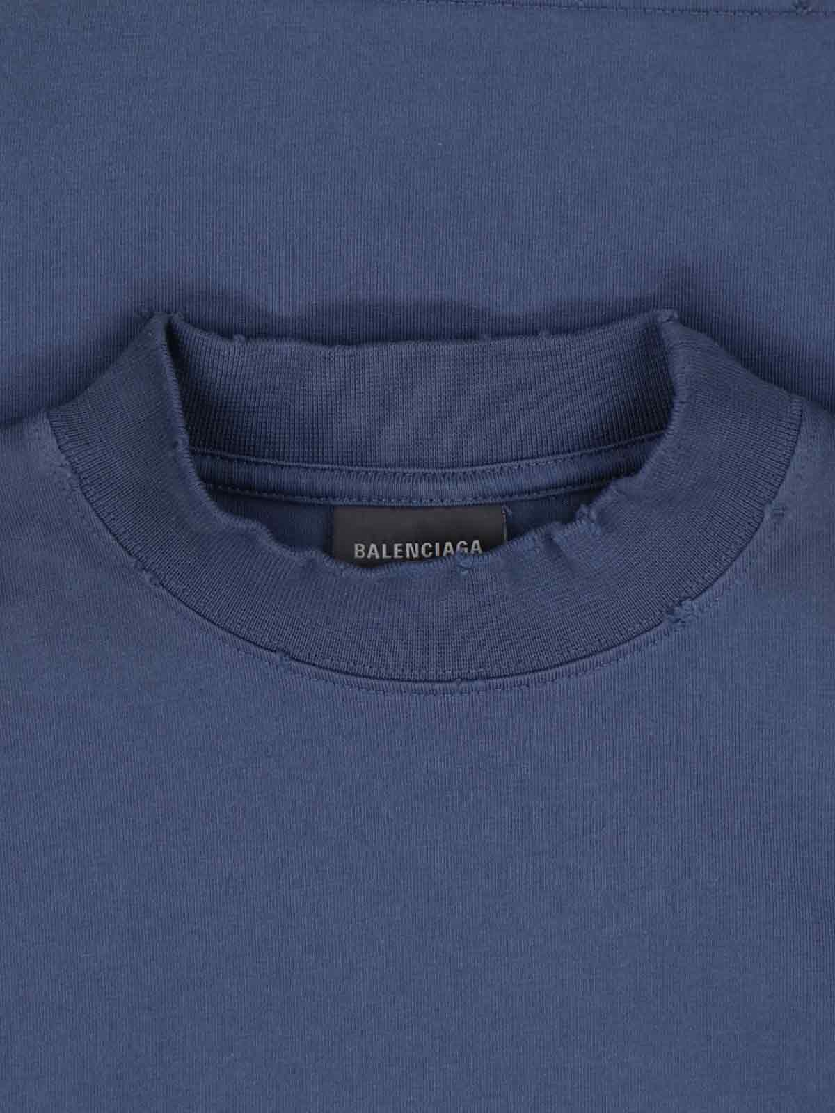 Balenciaga T-Shirts And Polos Blue Outer Fabric: Cotton