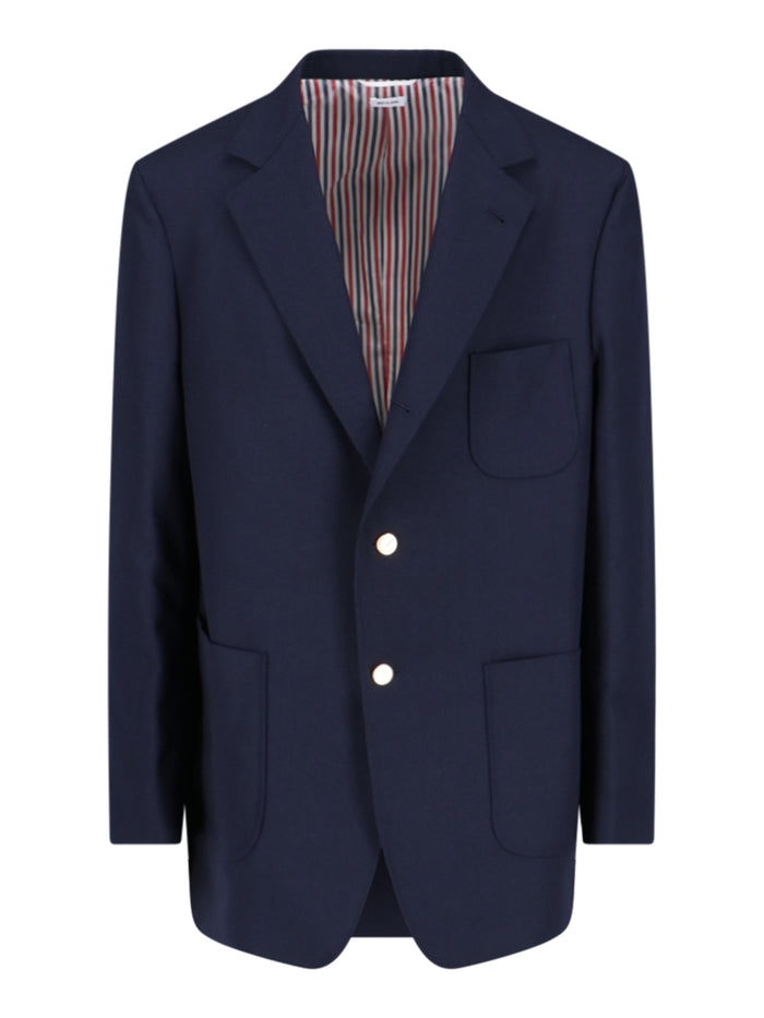 Thom Browne Jackets Blue Self: Virgin Wool