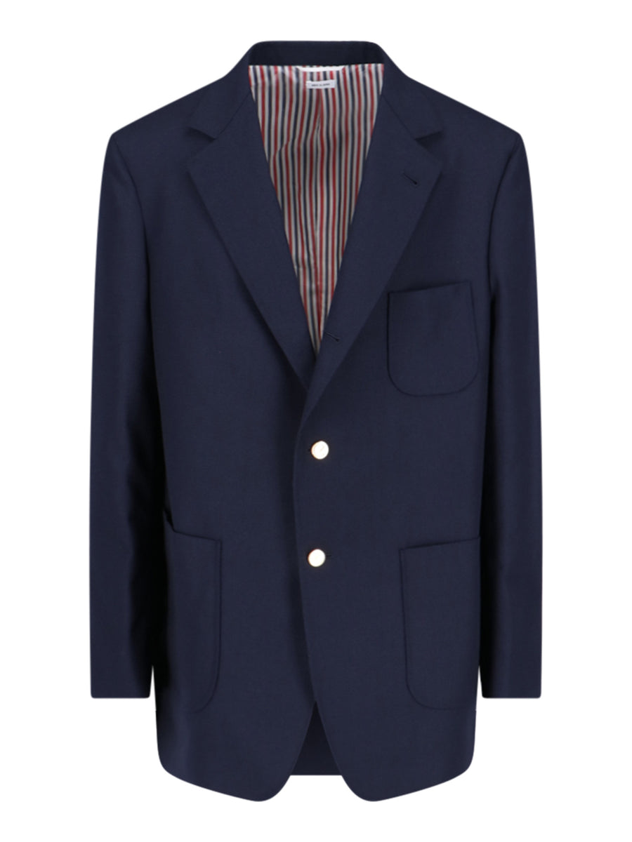 Thom Browne Self: 100% Virgin Wool blazer in navy