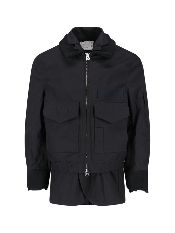 Sacai 53% Cotton jacket in black