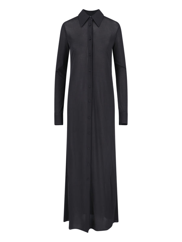 Jil Sander 100% silk shirt dress in black