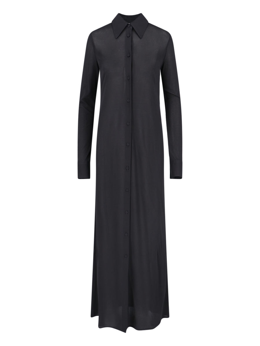 Jil Sander 100% silk shirt dress in black