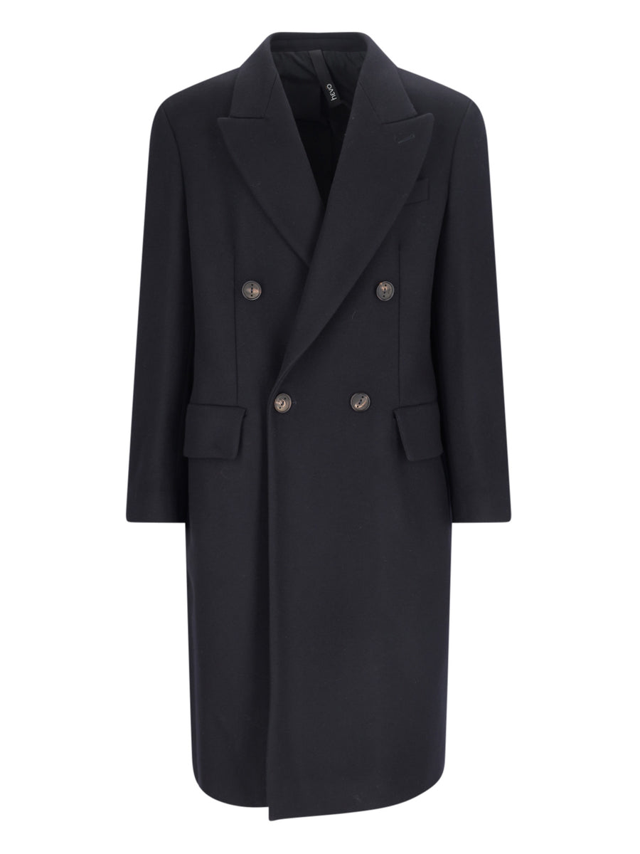 Hevò 80% Virgin Wool coat in navy