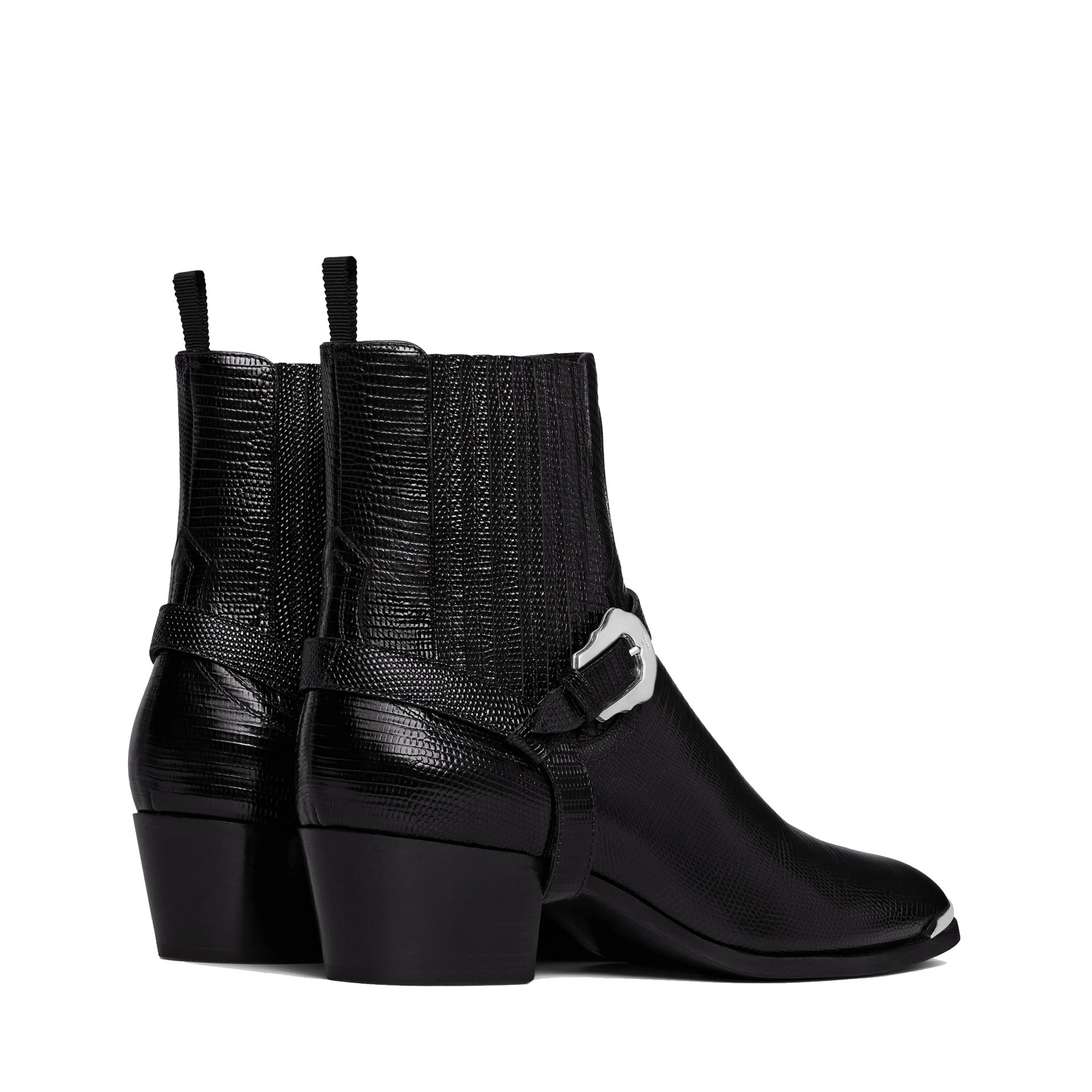 Western Chelsea Isaac Harness Boots Black Calf Leather