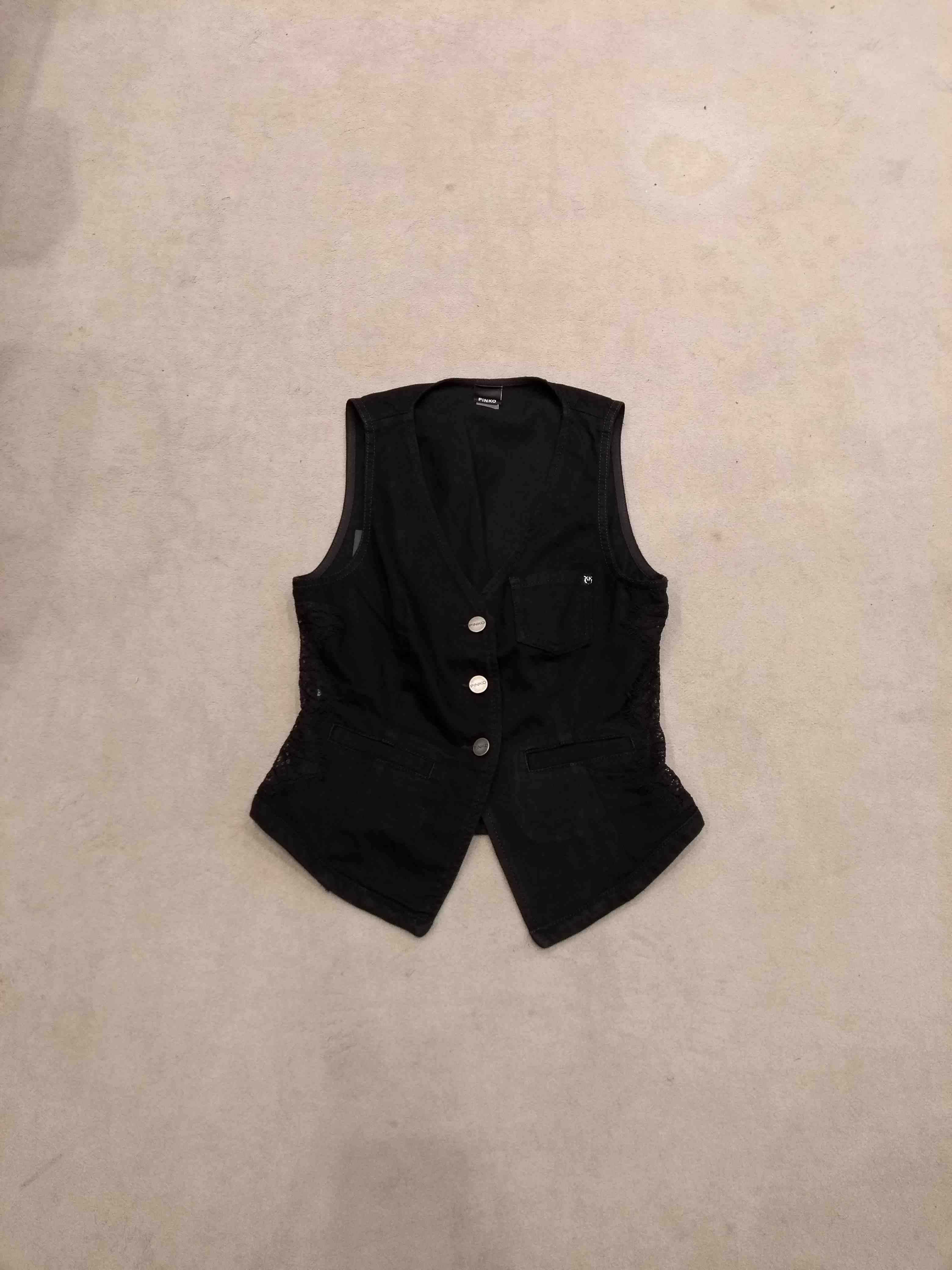 Gardener Gilet Balck Black Denim Pizzo Cotton |