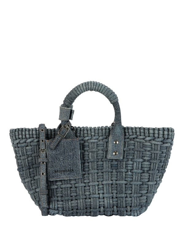 Balenciaga Denim (Cotton) top handle bag in blue