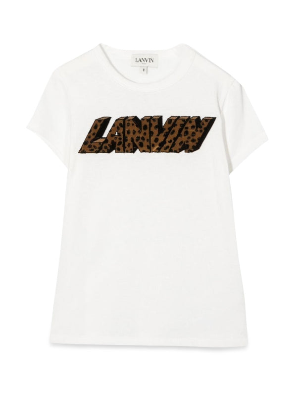 T-Shirt Short Sleeve Spotted Logo Ivory Cotton T-shirts