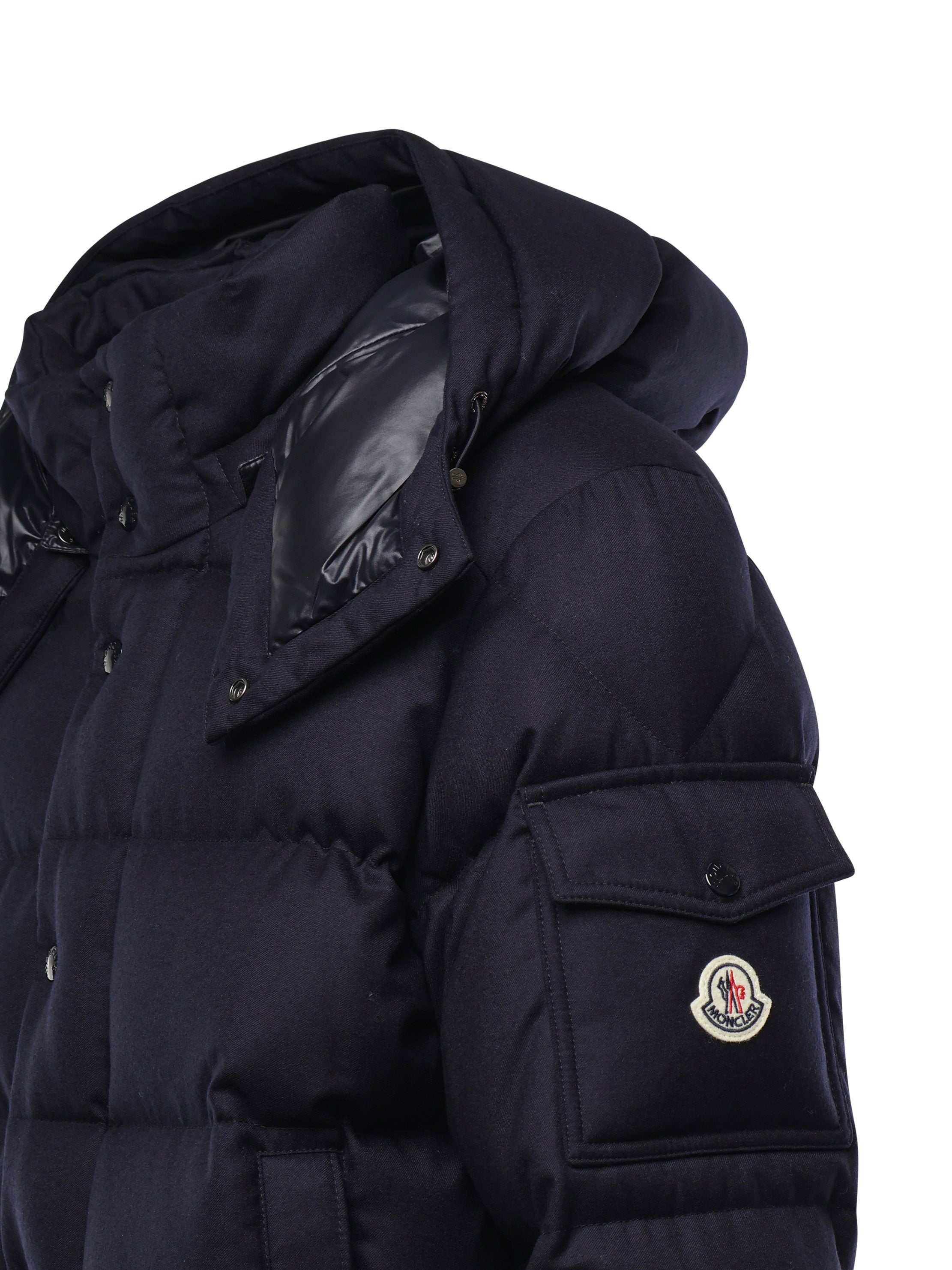Moncler Coats Black Virgin Wool