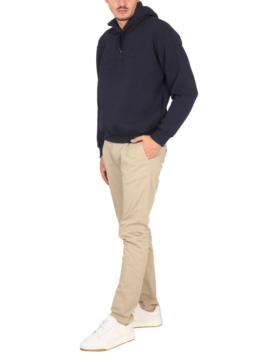 Sweatshirt With Logo And Hood Blue Cotton Polyester Sweatshirts