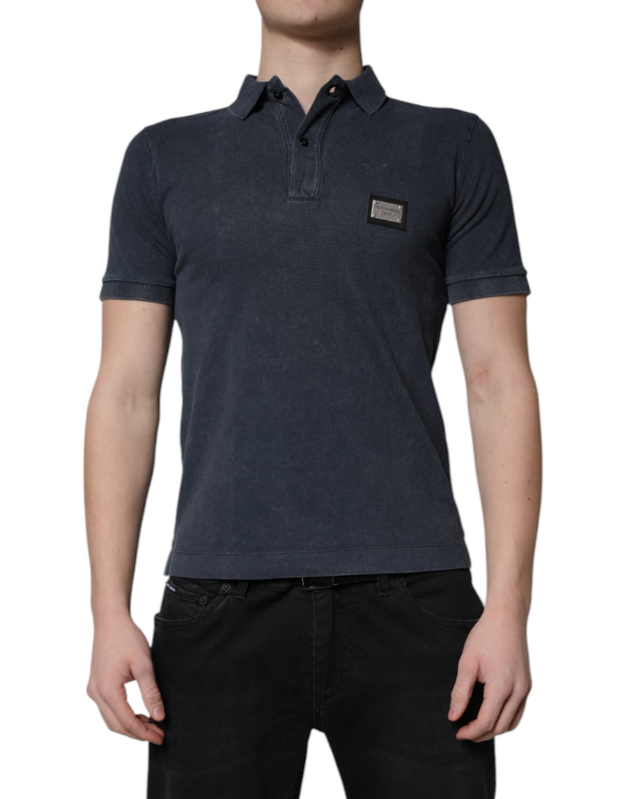 Dolce & Gabbana 100% Cotton polo shirt in navy