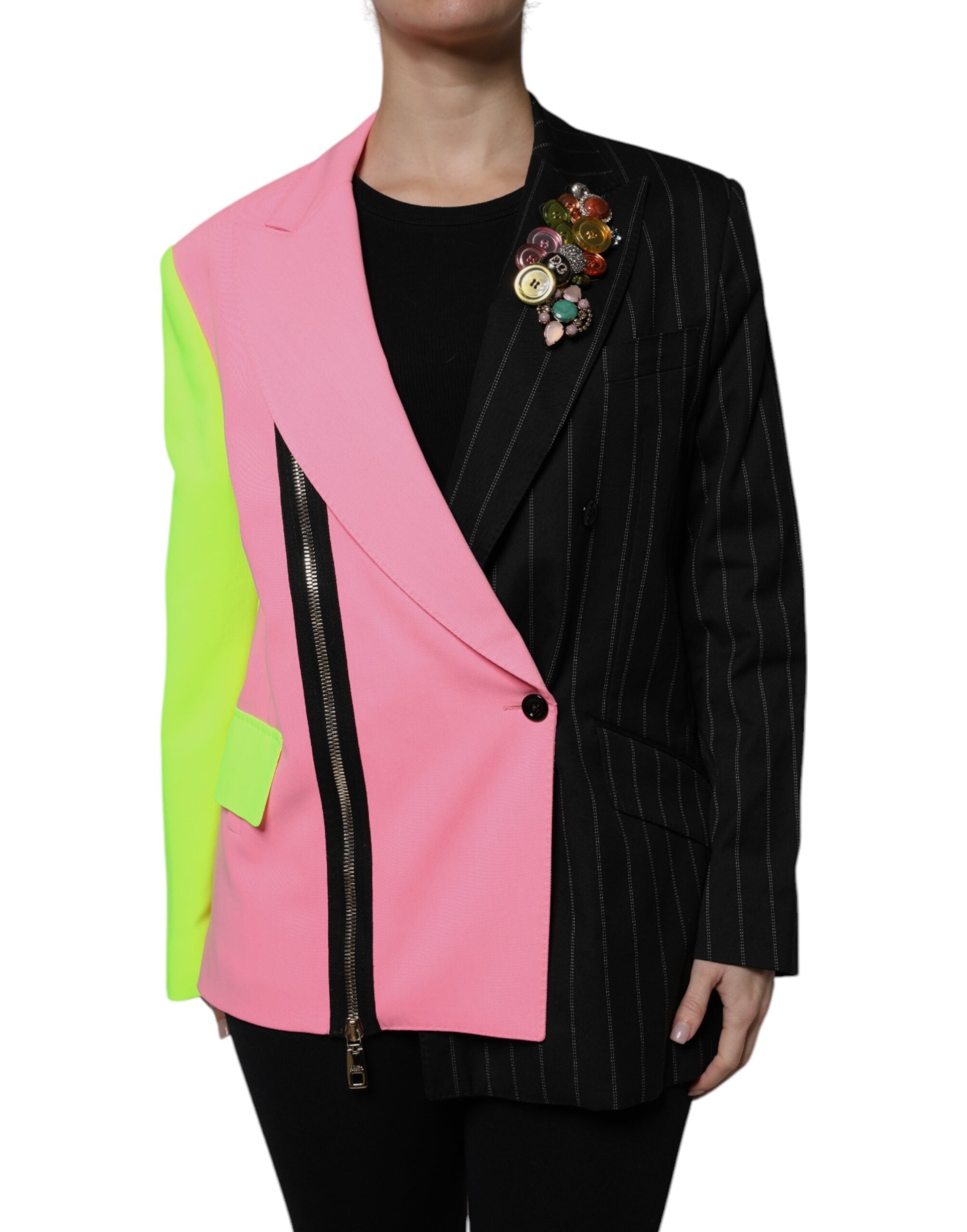Dolce & Gabbana 46% Cotton 42% Polyester 10% Viscose 2% Elastane; Lining: 50% Silk 50% Polyester blazer in multicolor