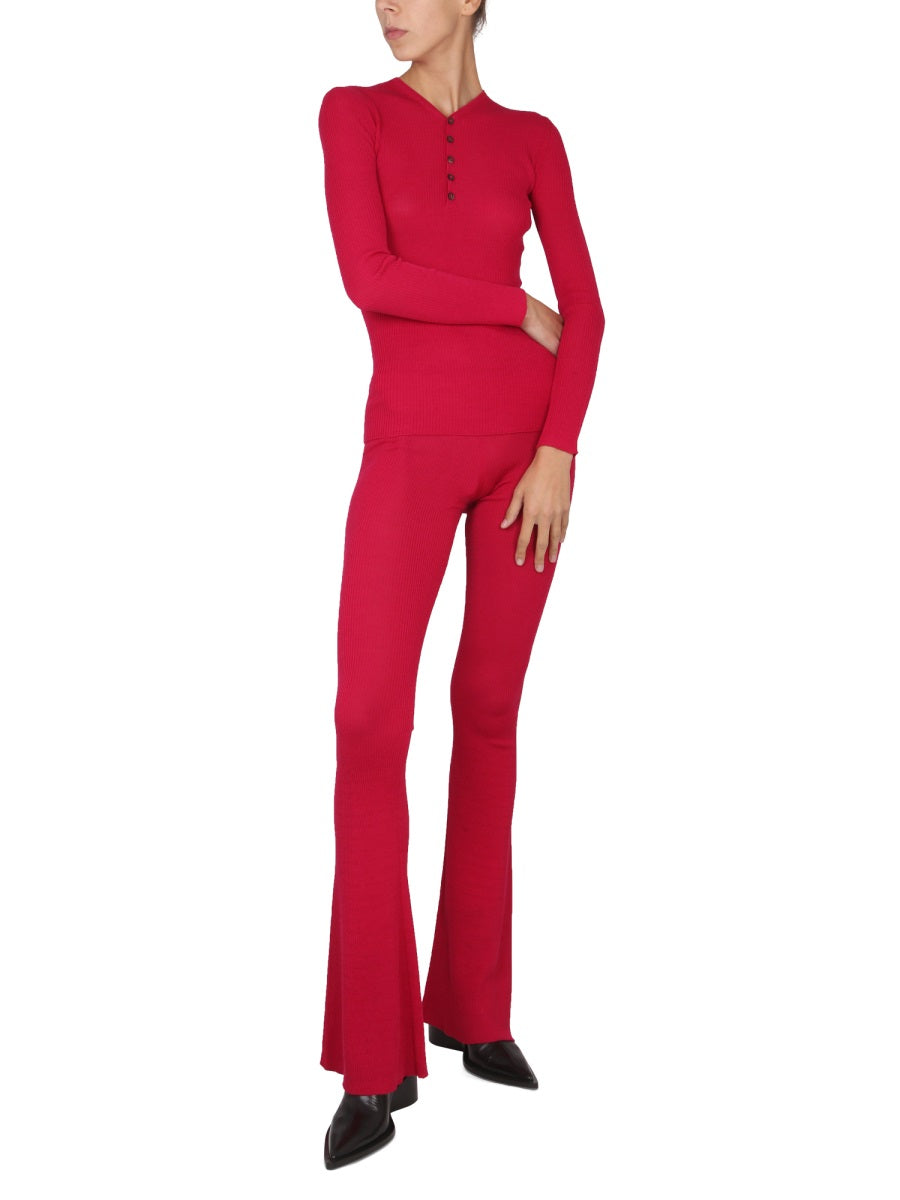 Flare Pant Fuchsia Virgin Wool Trousers
