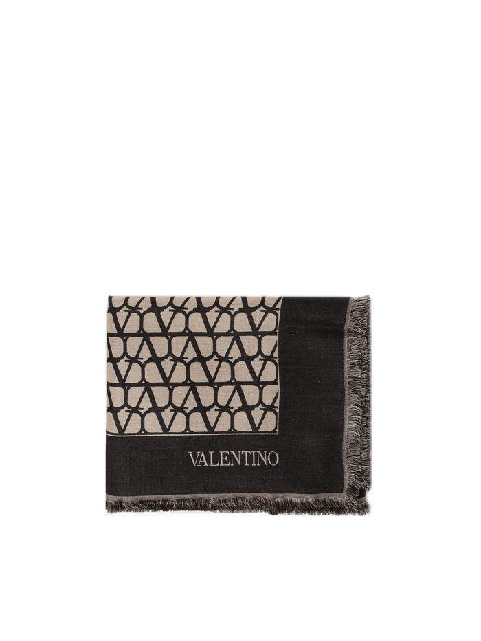 Valentino Garavani Scarfs Beige, Nero Wool
