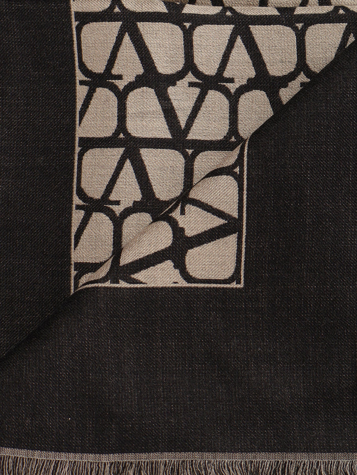 Valentino Garavani Scarfs Beige, Nero Wool