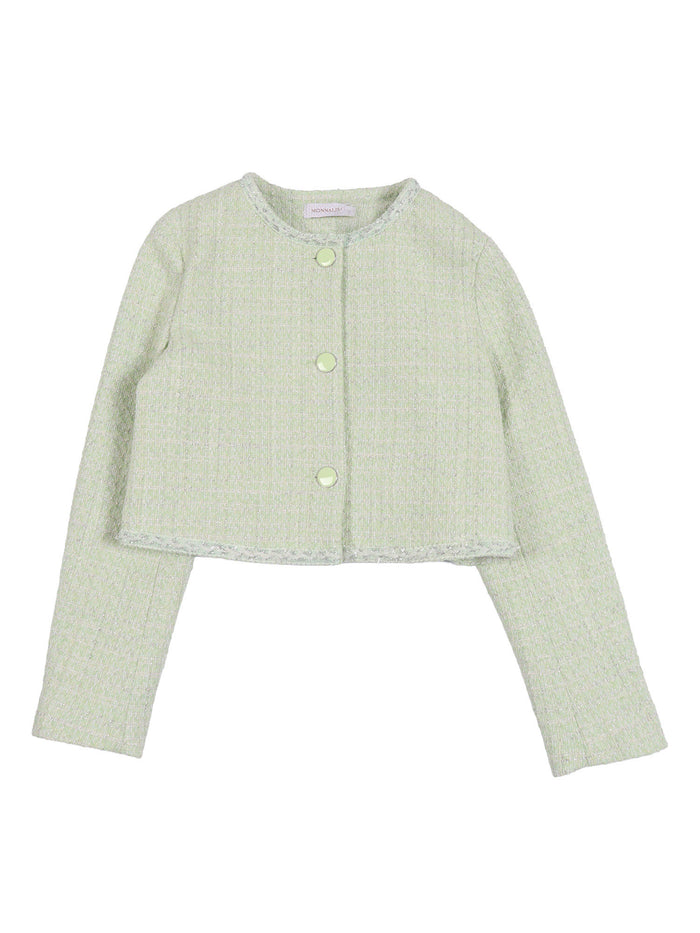 BON TON BOUCLE BOLERO Green Jacket