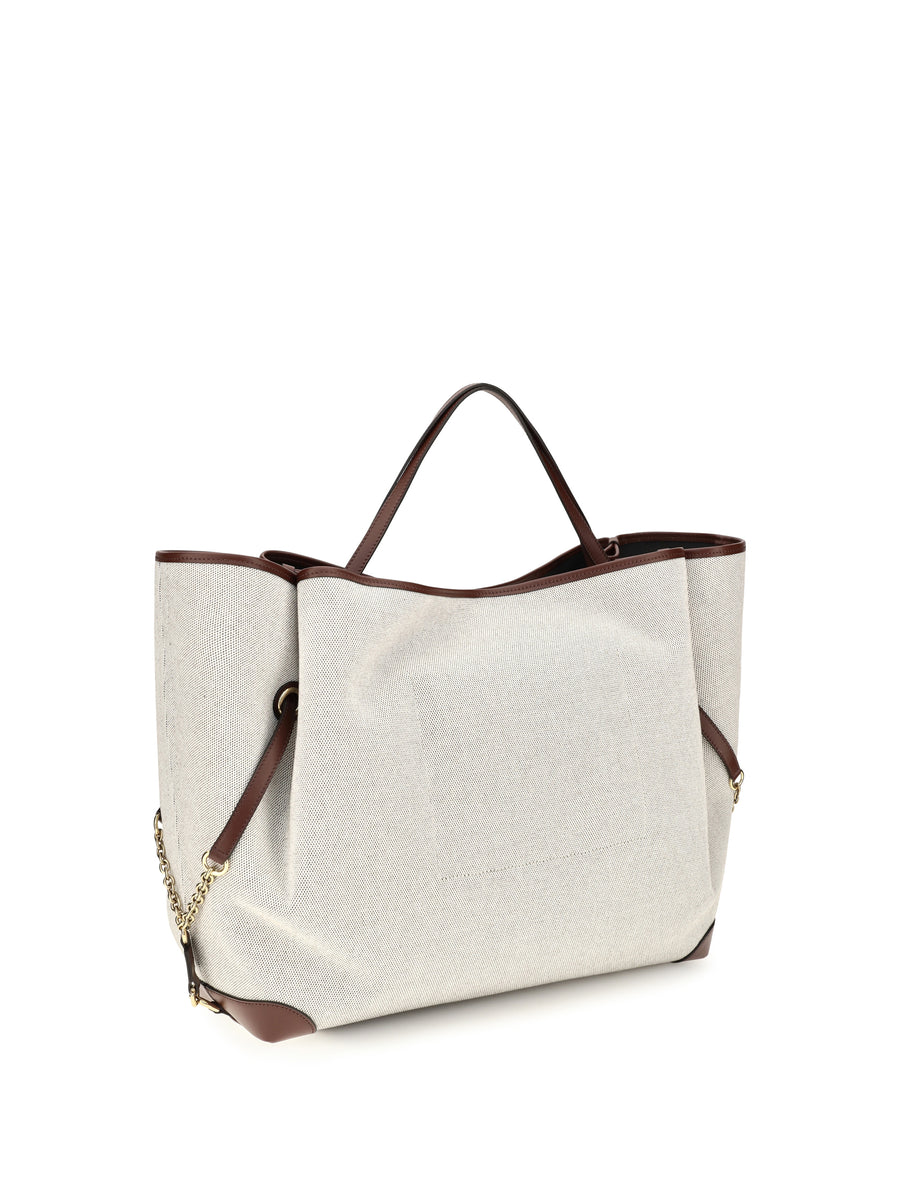 Large Carry Tote Bag Crafty Brown Cotton Shoulder