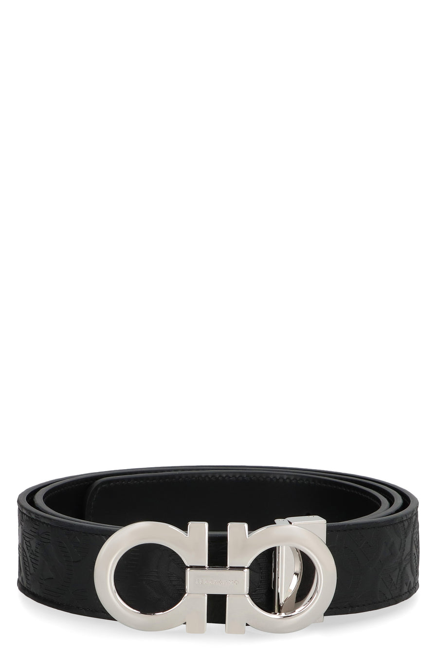 Gancini Reversible Leather Belt Black Calfskin