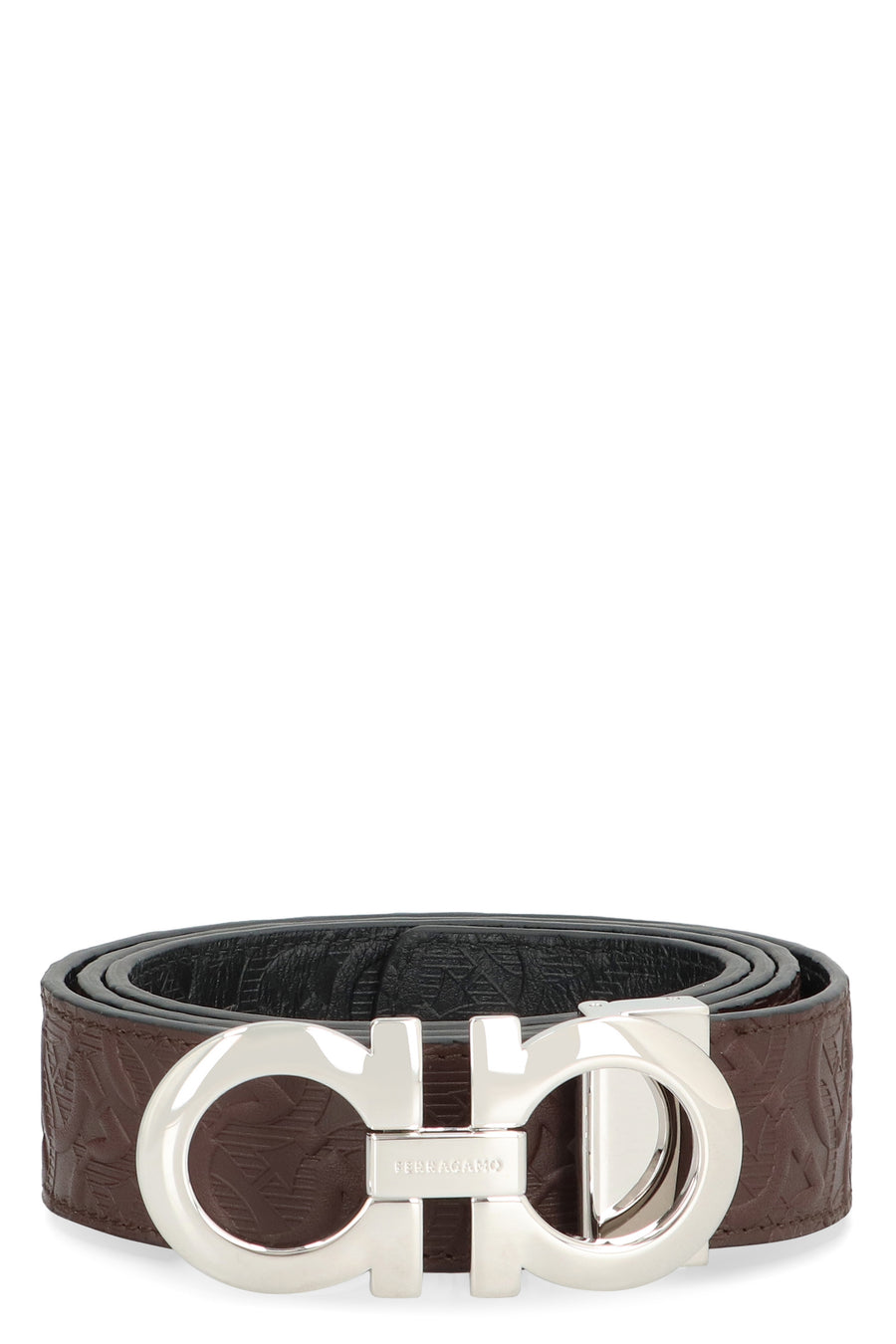 Gancini Reversible Leather Belt Brown Calf