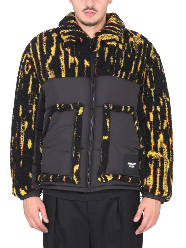 Jacket With Logo Yellow Polyester Acrylic