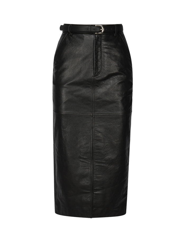 Self-Portrait Skirts Black Calfskin