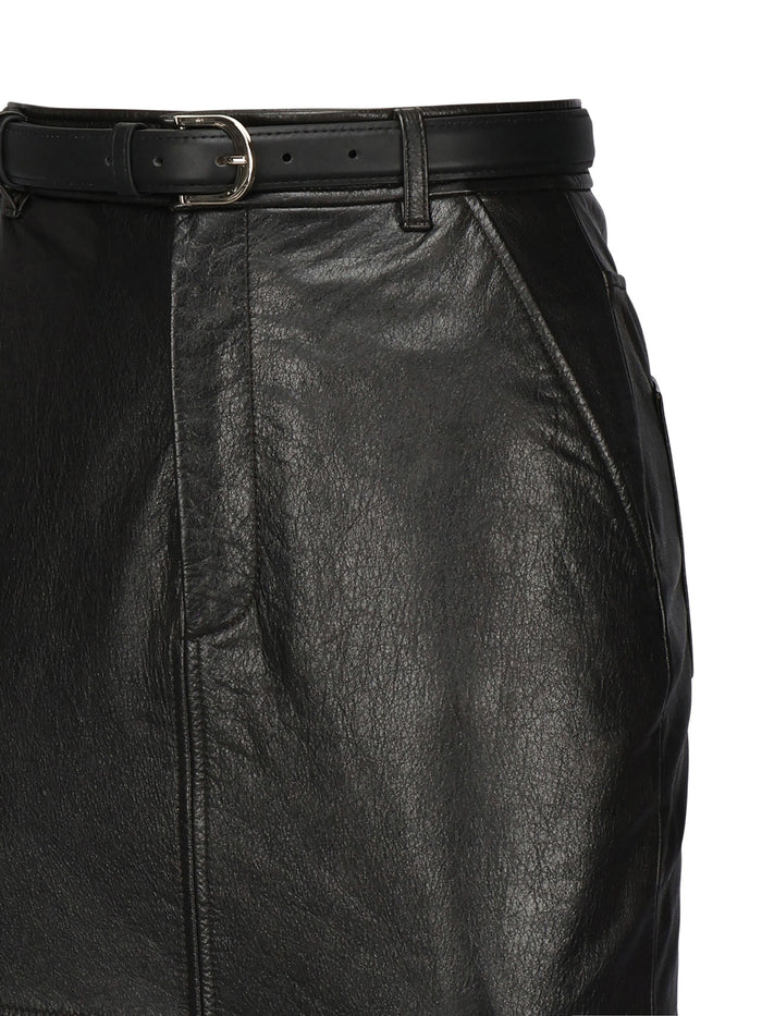 Self-Portrait Skirts Black Calfskin