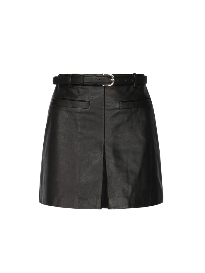 Self-Portrait Skirts Black Calfskin