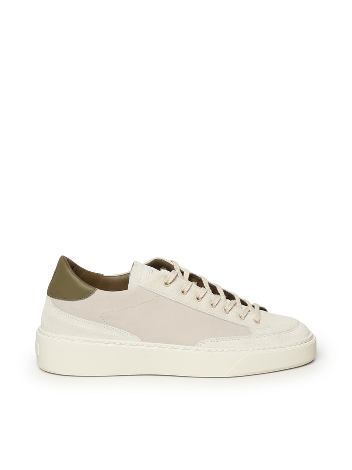 D.a.t.e. Sneakers Ivory, Green Leather