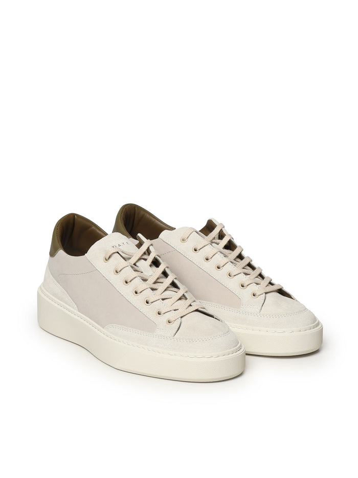 D.a.t.e. Sneakers Ivory, Green Leather