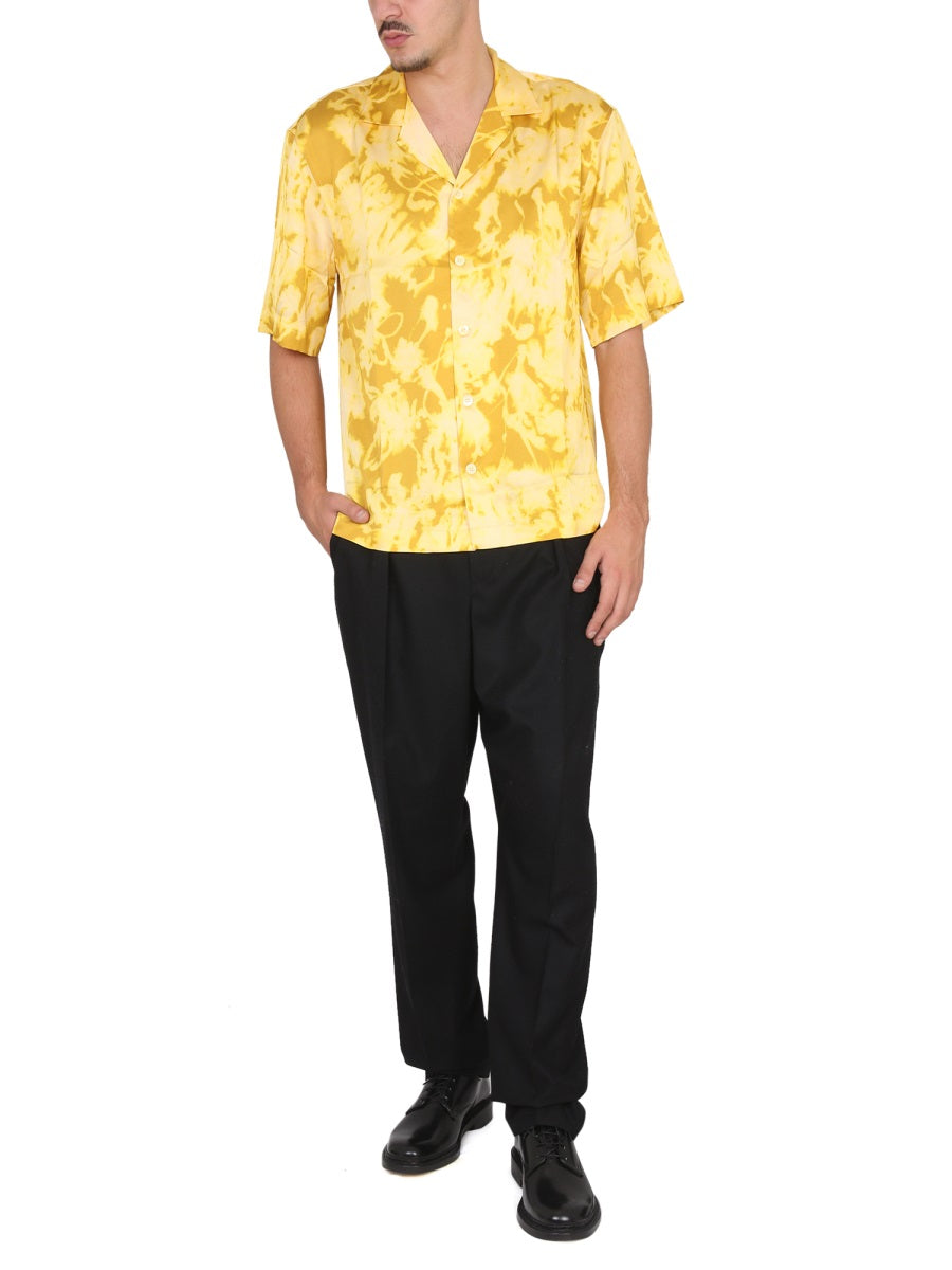 Floral Print Shirt Yellow Viscose