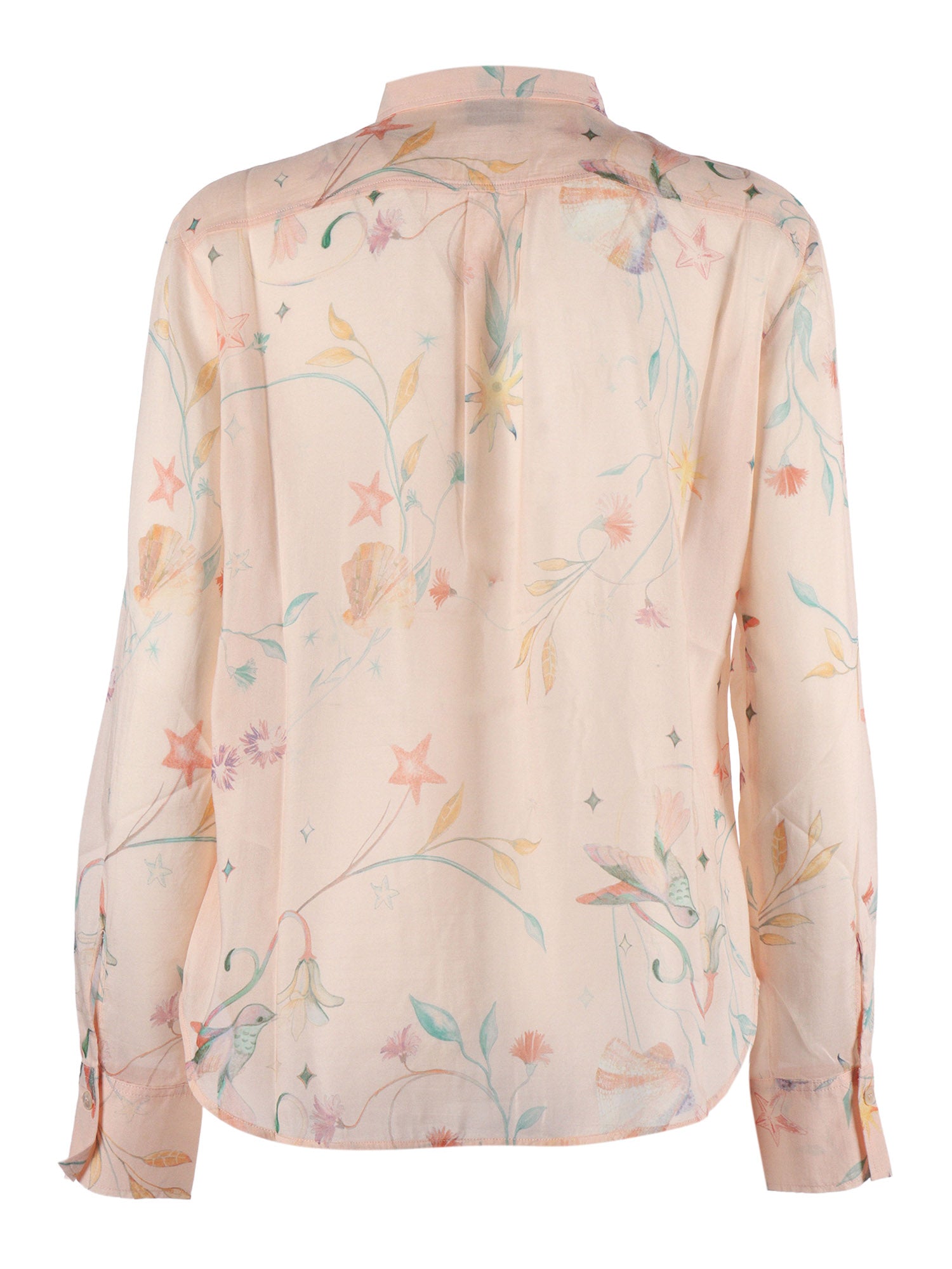 Regular Voile Shirt With Deliverance Print Pink Cotton Silk