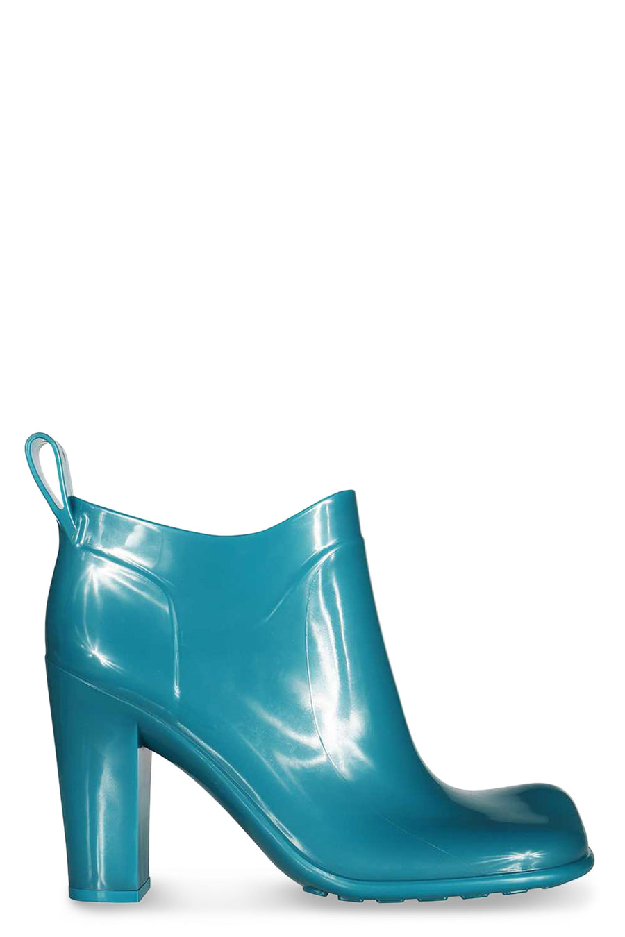 Shine Rubber Block-Heel Boots Turquoise