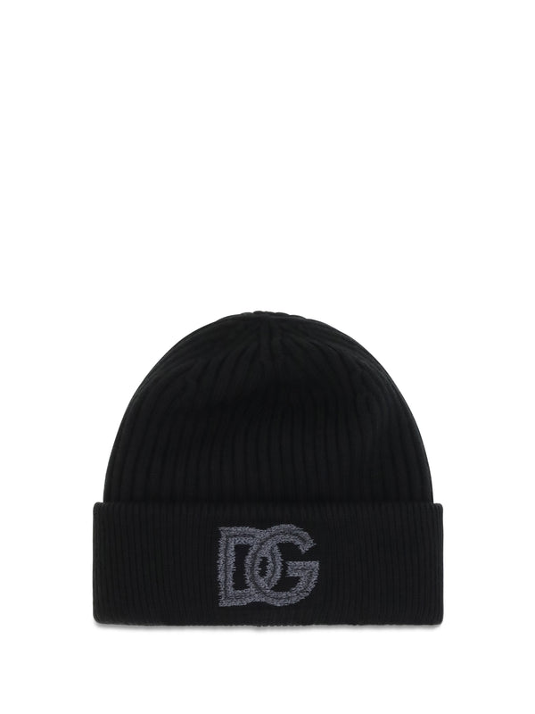 Logo English Rib Knit Beanie Nero Hats E Hairbands