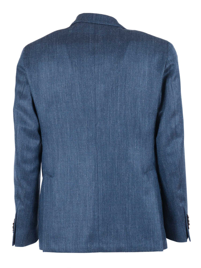 Jacket Blue Virgin Wool Silk Linen