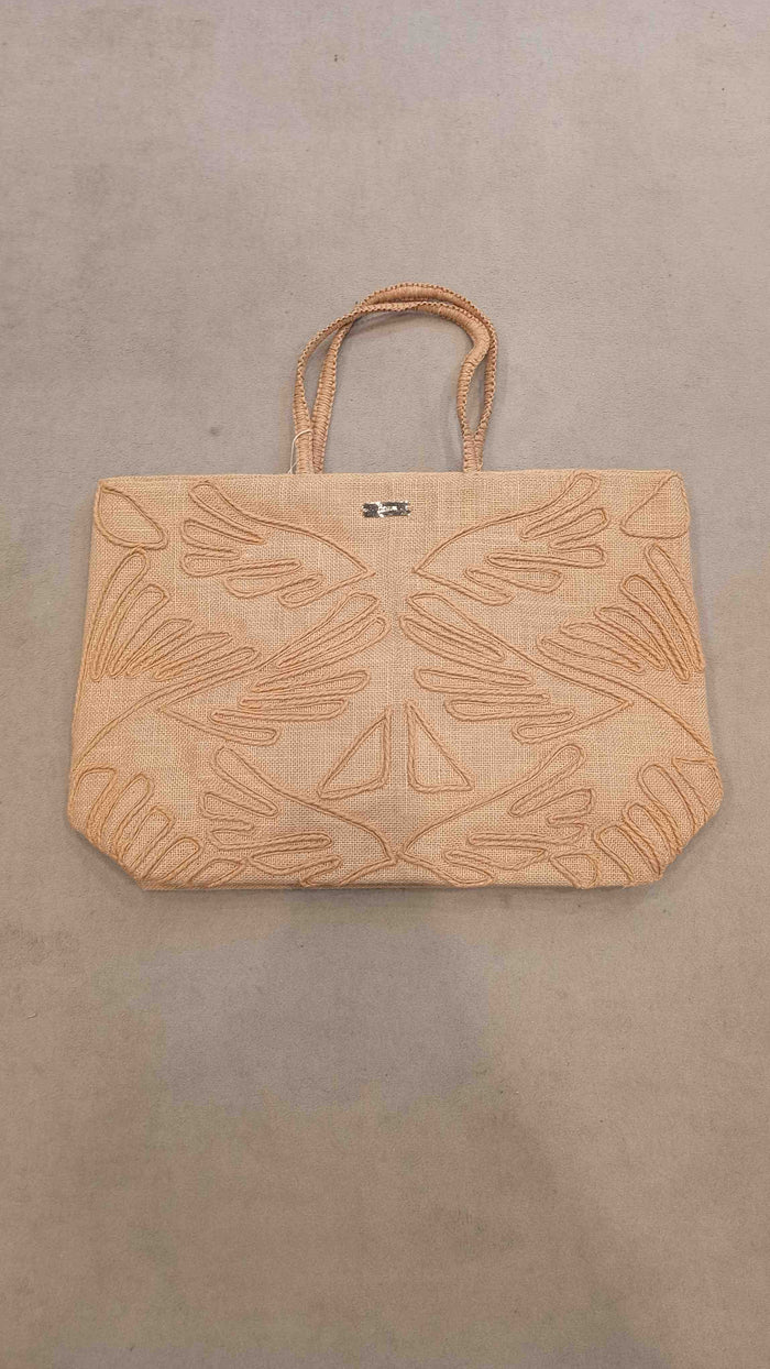 Bag Media Juta Con Ricamo Nude & Neutrals Raffia |