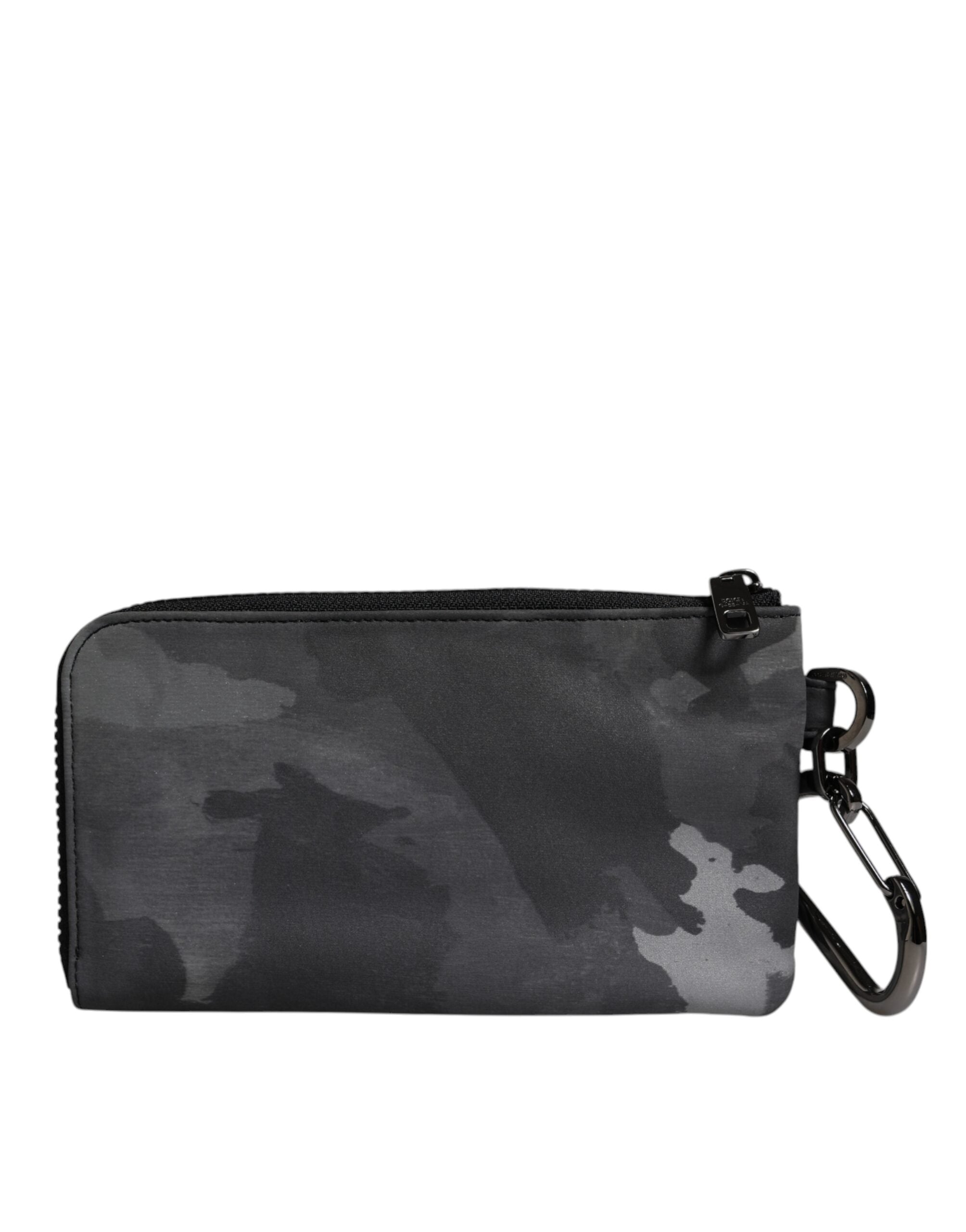 Black Gray Camouflage Logo Plaque Keyring Pouch Bag And Cotton Polyester